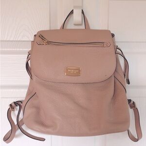 Michael Kors light pink Leather Backpack with Gold Accents